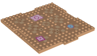 Brick, Modified 16 x 16 x 2/3 with 1 x 4 Indentations and 1 x 4 Plate with Checkered Tiles, Paw Prints and Throw Rugs Pattern