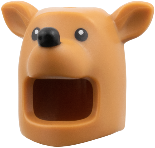 Minifigure, Headgear Head Cover, Costume Reindeer, Hole on Top with Black Eyes and Nose Pattern