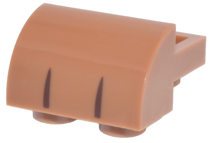 Slope, Curved 2 x 2 Inverted with 2 Recessed Studs with Reddish Brown Lines Pattern (Pokémon Eevee Paw)