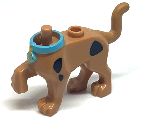 Dog Body Great Dane Scooby-Doo Walking with Right Front Leg Raised and Medium Azure Collar Pattern
