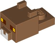 Creature Head Pixelated with Ears, Nose, and Face with Reddish Brown and Yellow Eyes and White Nose Pattern (Minecraft Tabby Cat)