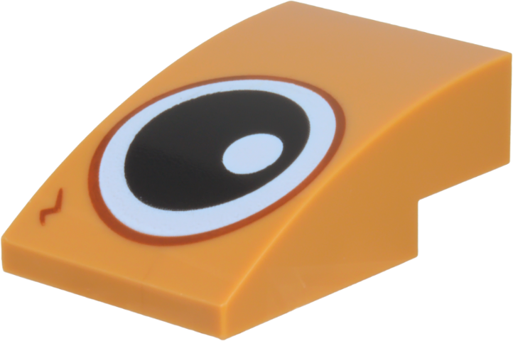 Slope, Curved 3 x 2 with Black and White Eye, Reddish Brown Outline and Fur Pattern Model Left Side