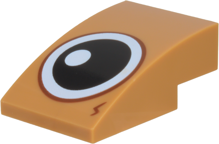 Slope, Curved 3 x 2 with Black and White Eye, Reddish Brown Outline and Fur Pattern Model Right Side