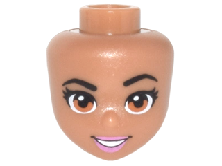 Mini Doll, Head Friends with Orange Eyes and Bright Pink Lips Pattern (Bumblebee)