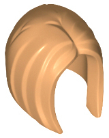 Minifigure, Hair Female, Mid-Length Straight with Center Part, Longer in Front than Back