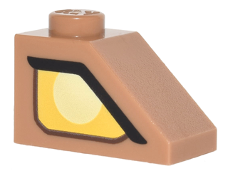 Slope 45 2 x 1 with Yellow Clayface Eye Pattern Model Right Side