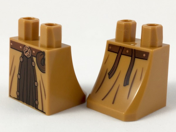 Lower Body, Skirt with Robe over Dark Brown Dress, Reddish Brown Belt and Pouch, Copper Trim Pattern