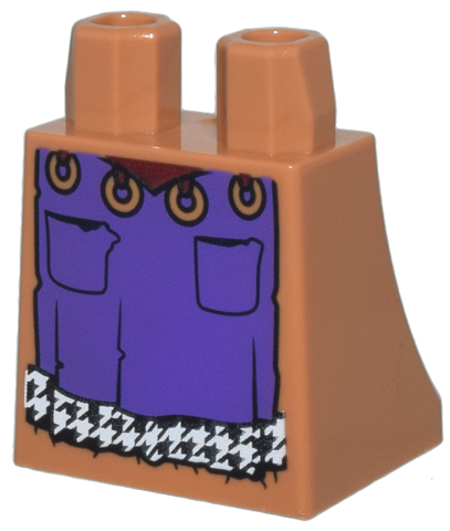 Lower Body, Skirt with Dark Purple Apron with Pearl Gold Pendants, Black Pockets Outline and Black and White Checkered End Pattern