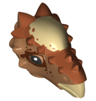 Dinosaur Head Stygimoloch with Dark Orange Top with Tan Spot Pattern