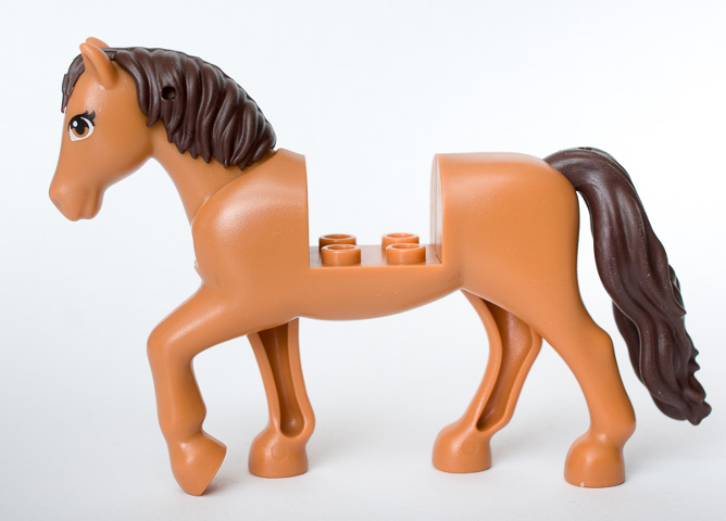 Horse, Friends Style with 2 x 2 Cutout and Movable Neck with Fixed Flexible Rubber Dark Brown Tail and Mane with Medium Nougat Eyes, Dark Brown Eyelashes Pattern