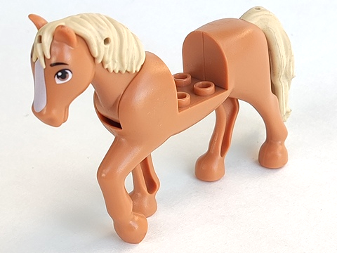 Horse, Friends Style with 2 x 2 Cutout and Movable Neck with Fixed Flexible Rubber Tan Tail and Mane with White Blaze Pattern
