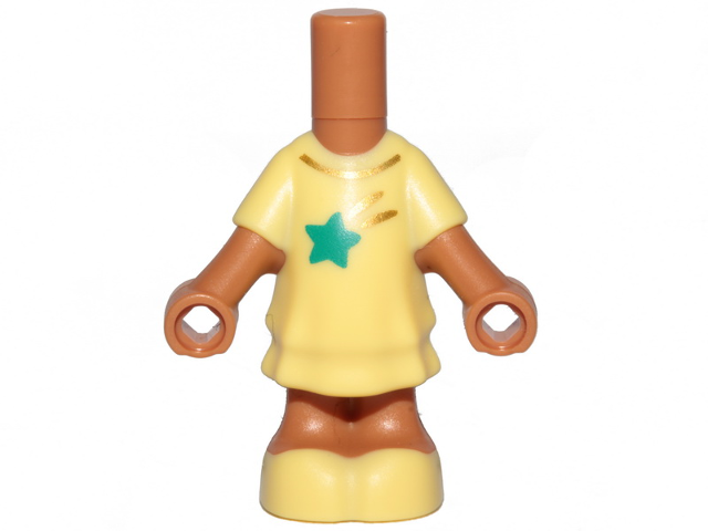 Micro Doll, Body with Molded Bright Light Yellow Short Layered Dress and Shoes and Printed Dark Turquoise Shooting Star and Gold Collar Pattern