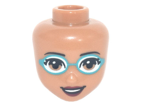 Mini Doll, Head Friends with Medium Nougat Eyes, Dark Red Lips, Dark Turquoise Swim Goggles Pattern