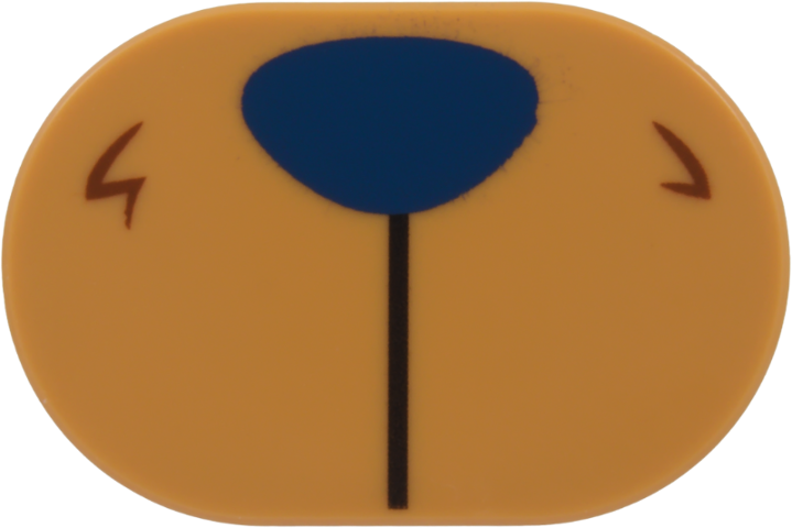 Tile, Round 2 x 3 Oval with Dark Blue Nose, Black Line and Reddish Brown Fur Pattern