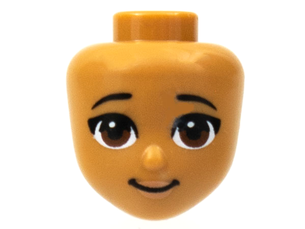 Mini Doll, Head Friends with Black Eyebrows, Reddish Brown Eyes, Peach Lips, Smile Pattern (Andrea)