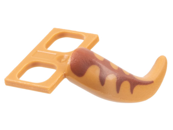 Minifigure Costume Tail Dinosaur with Reddish Brown Stripes Pattern