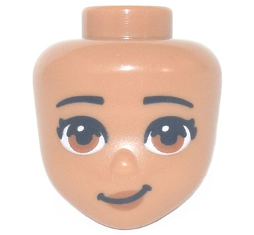 Mini Doll, Head Friends with Black Eyebrows, Dark Orange Eyes and Lips, Lopsided Grin Pattern