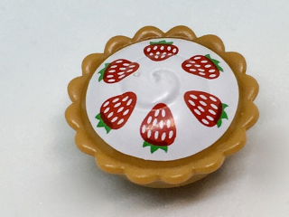 Pie with White Cream Filling and Red Strawberries with Green Leaves Pattern