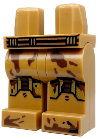 Hips and Legs with Black and Gold Belt and Knee Armor and Reddish Brown Splotches Pattern