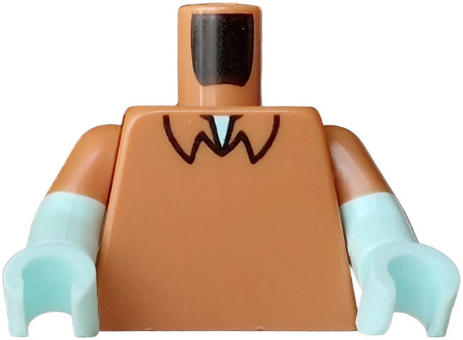Medium nougat shirt torso with light aqua short sleeves
