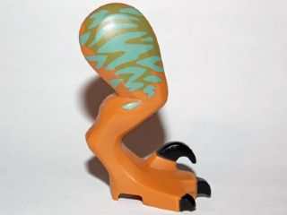 Dinosaur Leg Large (Rear) Raptor Right with Pin with Black Claws and Medium Azure Stripes over Olive Green Pattern