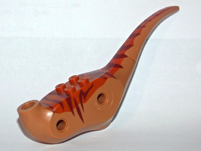 Dinosaur Body Raptor with Dark Orange Top with Dark Brown Stripes Pattern