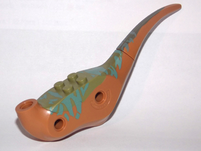 Dinosaur Body Raptor with Olive Green Top with Medium Azure Stripes Pattern