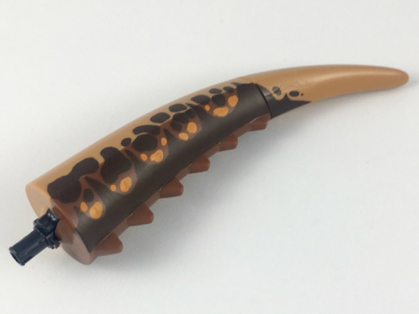 Dinosaur Tail Carnotaurus / Indominus Rex / Giganotosaurus / Allosaurus with Pin, Spikes and Reddish Brown Top with Dark Brown Side Stripes and Dark Brown and Orange Spots Pattern