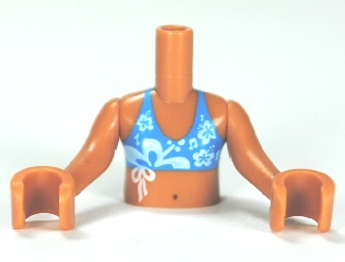 Torso Mini Doll Girl Dark Azure Bikini Top Pattern, Medium Nougat Arms with Hands