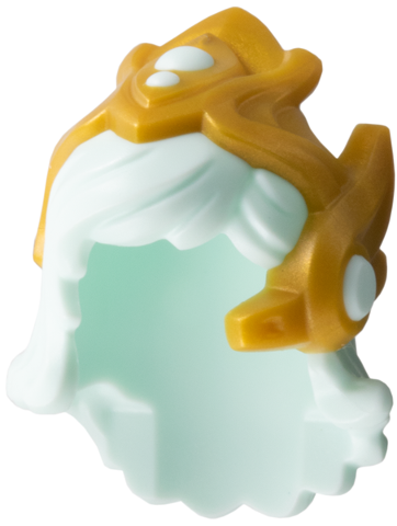 Minifigure, Hair Combo, Hair with Crown, Mid-Length with Molded Pearl Gold Crown Pattern