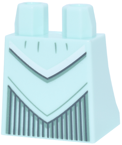 Light aqua skirt with sand green triangle panels and dark bluish gray pleats.