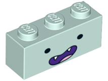 Brick 1 x 3 with Face Black Eyes, Wide Open Dark Purple Smile with 2 Pointed Fangs and Tongue Pattern (Marceline)