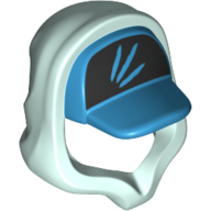 Minifigure, Headgear Hood Hoodie with Molded Dark Azure Cap and Printed Black Panel with 3 Streaks Pattern