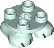 Legs with Plate Round 2 x 2 and Axle Hole - 2 Feet with Dark Green Lines Pattern (Super Mario Bony Beetle)