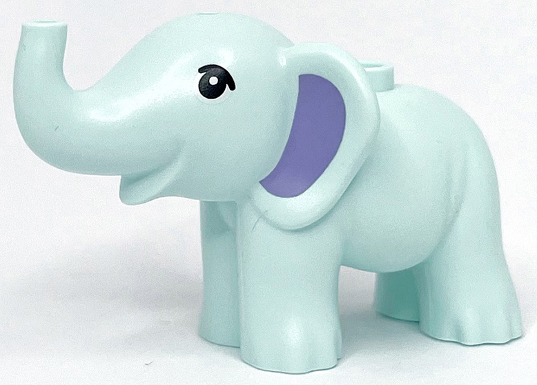 Elephant, Friends Style, Baby with Black Eyes and Medium Lavender Inner Ears Pattern