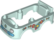 Duplo Car Body Bus Small Bottom Section with 'SUNS3T' License Plate and Flowers Pattern on Both Sides