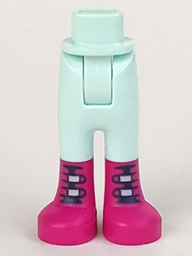 Mini Doll Hips and Trousers with Back Pockets with Magenta Boots with Dark Blue Tongues and White Straps Pattern - Thick Hinge