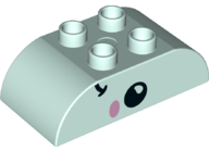 Duplo, Brick 2 x 4 Slope Curved Double with Black Eye and Smile and Bright Pink Cheek Pattern on Both Sides