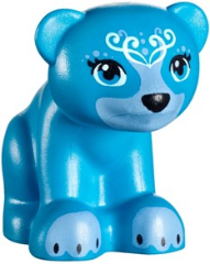 Bear, Friends Style, Baby Cub, Sitting with Black Nose, White Face Decorations and Medium Blue Paws and Muzzle Pattern (Elves Blubeary)