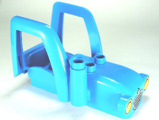 Duplo Car Body Tractor with 2 Studs, Exhaust Pipe, Radiator with Rabbit and Headlights Pattern