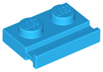 LEGO PART 32028 DARK BLUISH GREY PLATE MODIFIED 1 X 2 WITH DOOR RAIL X 7 PIECES