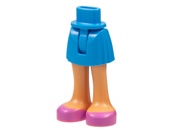 Mini Doll Hips and Skirt with Molded Nougat Legs and Printed Dark Pink Open Top Shoes Pattern - Thin Hinge