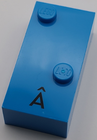 Brick, Braille 2 x 4 with 2 Studs with Black Capitol Letter A with Circumflex (Â) Pattern (dots-16 ⠡) (Portuguese)
