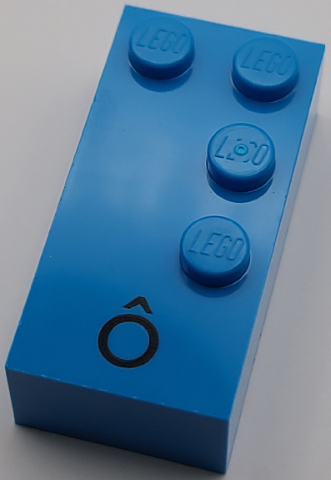 Brick, Braille 2 x 4 with 4 Studs with Black Capital Letter O with Circumflex (Ô) (dots-1456 ⠹) (Portuguese)