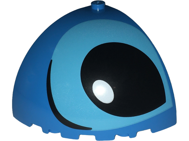 Brick, Round Corner 5 x 5 x 3 1/3 Dome Top with Medium Azure Eye, Black Eyebrow and Pupil and White Glint Pattern Model Left Side