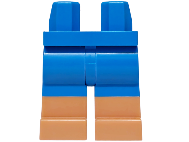 Dark azure hips and upper legs with molded nougat lower legs.
