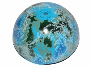 Cylinder Hemisphere 11 x 11, Studs on Top with Blue, Dark Green, Sand Green, and White Planet Pattern (SW Alderaan)
