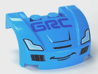 Vehicle, Mudguard 3 x 4 x 1 2/3 Curved Front with Headlights, 'GRC' and Smile Pattern (Raoul CaRoule)