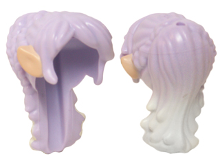 Mini Doll, Hair Long Tapered in Back with Braids, White Tips, Bangs and Light Nougat Elves Ears Pattern