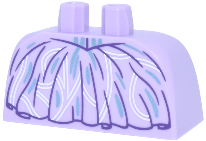 Lower Body, Skirt Wide with Side Hoops (Panniers) with Dark Purple Ruffles, White Curved Lines, Metallic Light Blue Markings Pattern